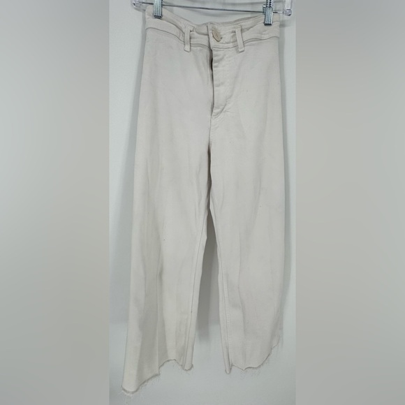 Zara Women's High-Rise Wide Leg White Jeans - Picture 1 of 13